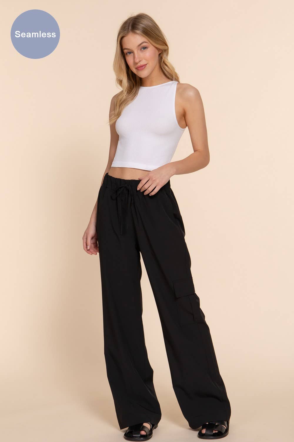 Boat Neck Crop Seamless Rib Tank Top