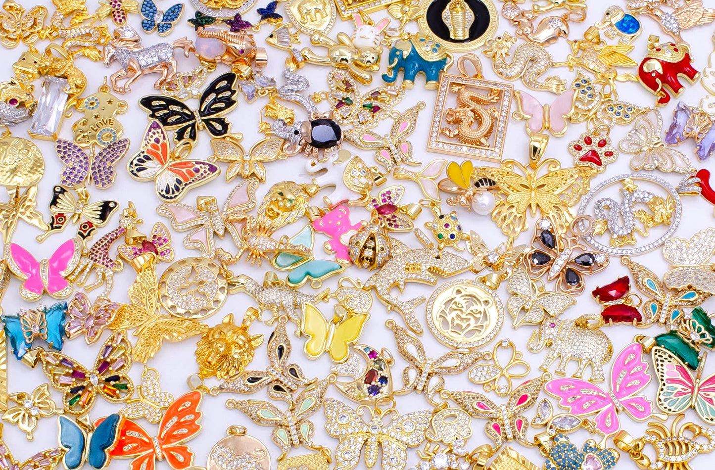 Mix Gold Animal Charm Zirconia Bracelet Charm Bar Supply