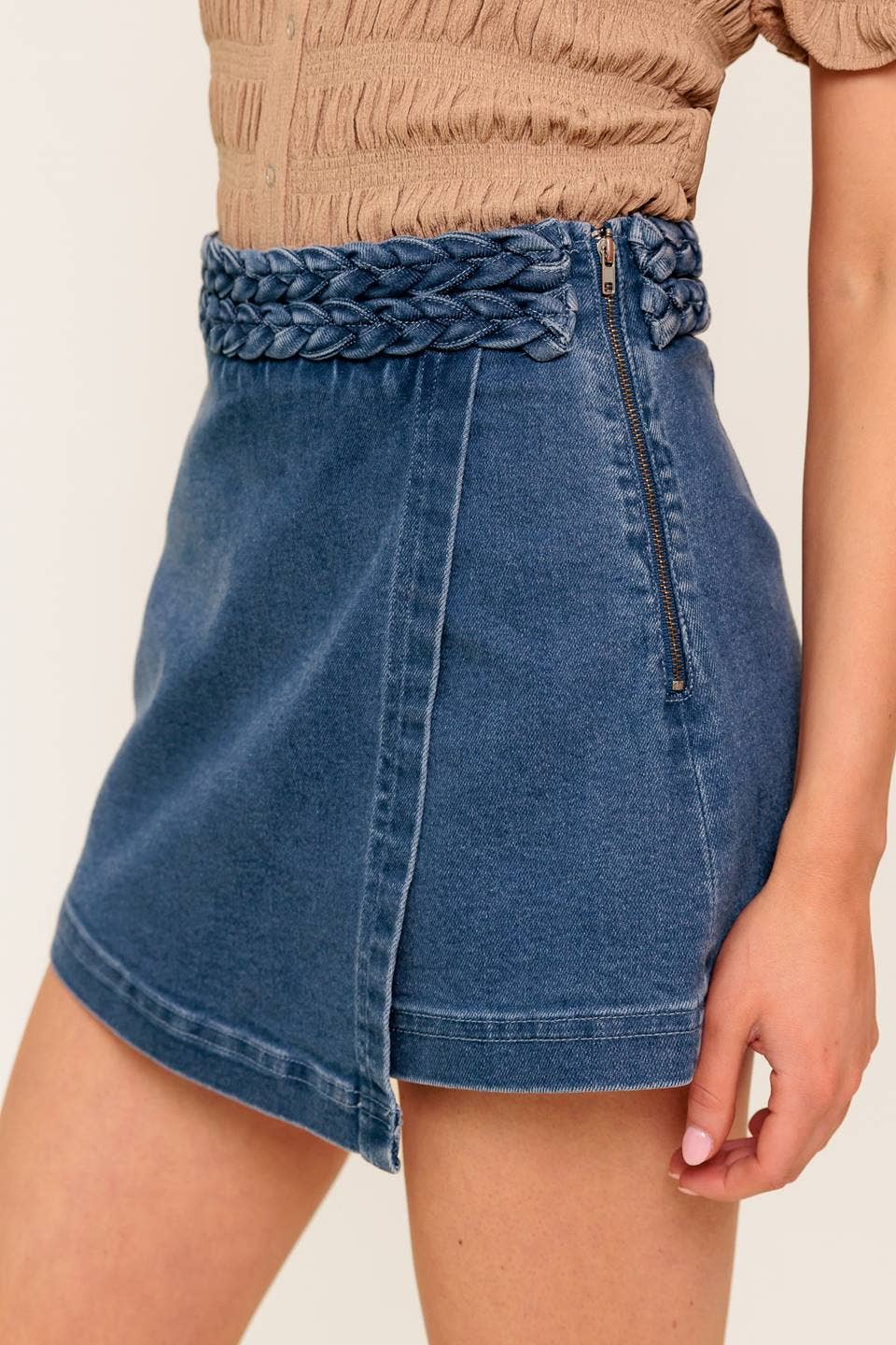 A washed denim skort - IP8909