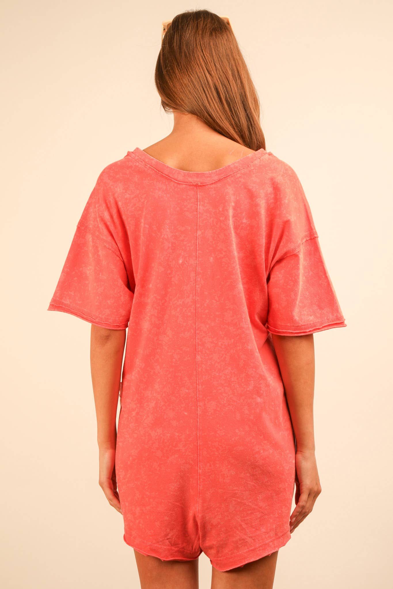 NP70740-Mineral Washed Oversized Casual Knit Romper