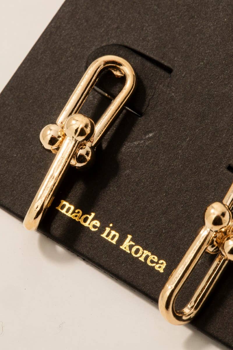 Double U Chain Link Dangle Earrings