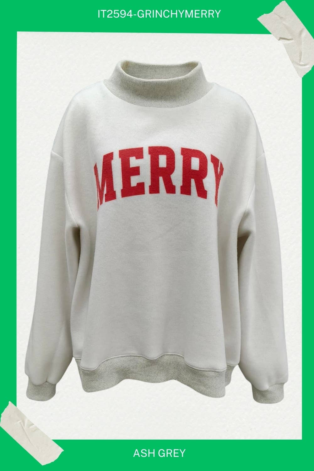 IT2594-GRINCHYMERRY | 'GRINCHY&MERRY' Reversible Sweatshirt