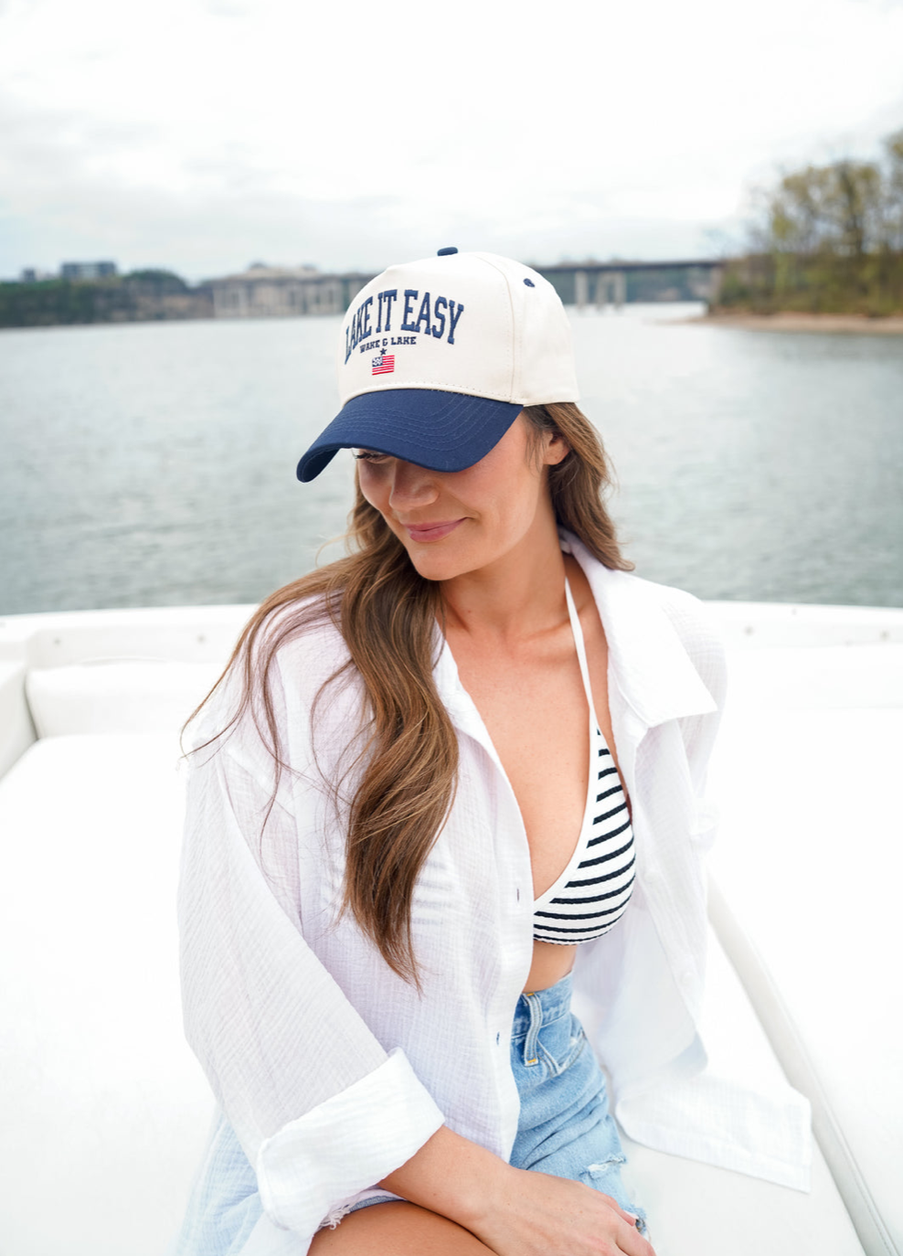 Lake It Easy - Navy Vintage Trucker Hat