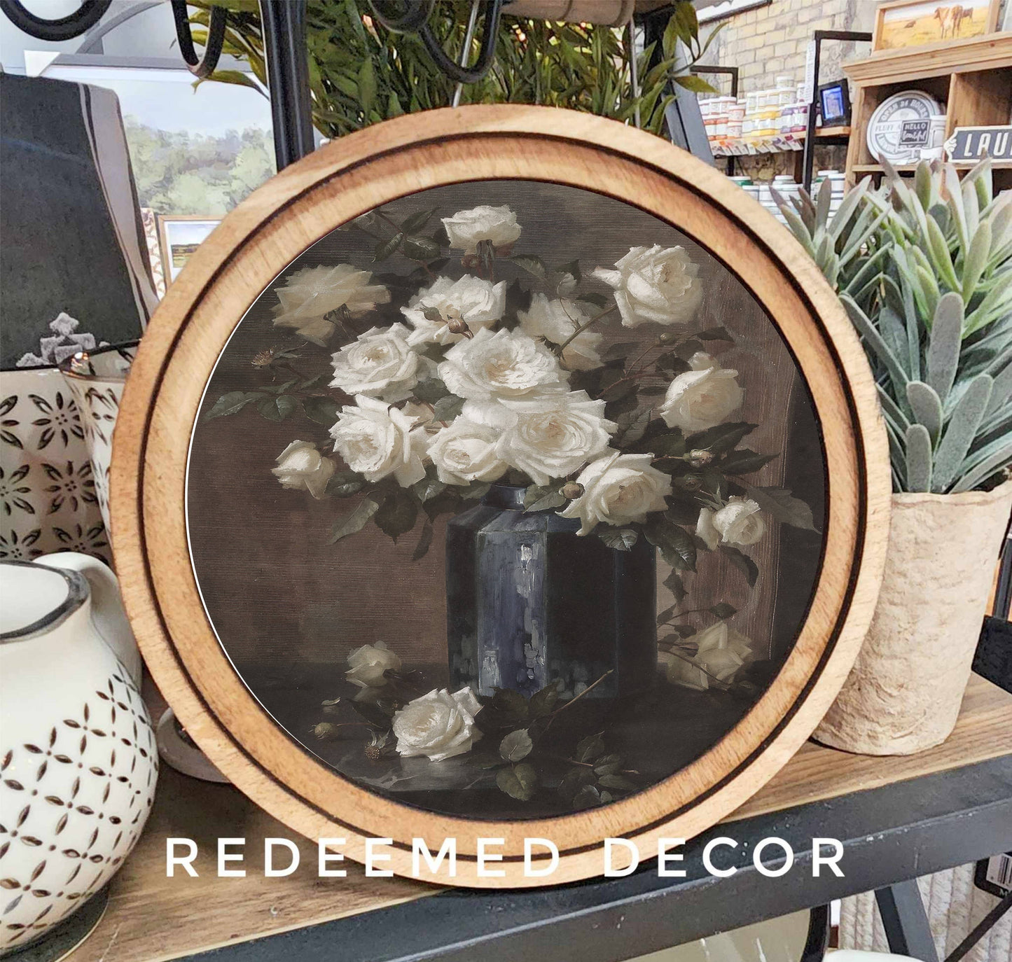 8" Round Moody Roses Art