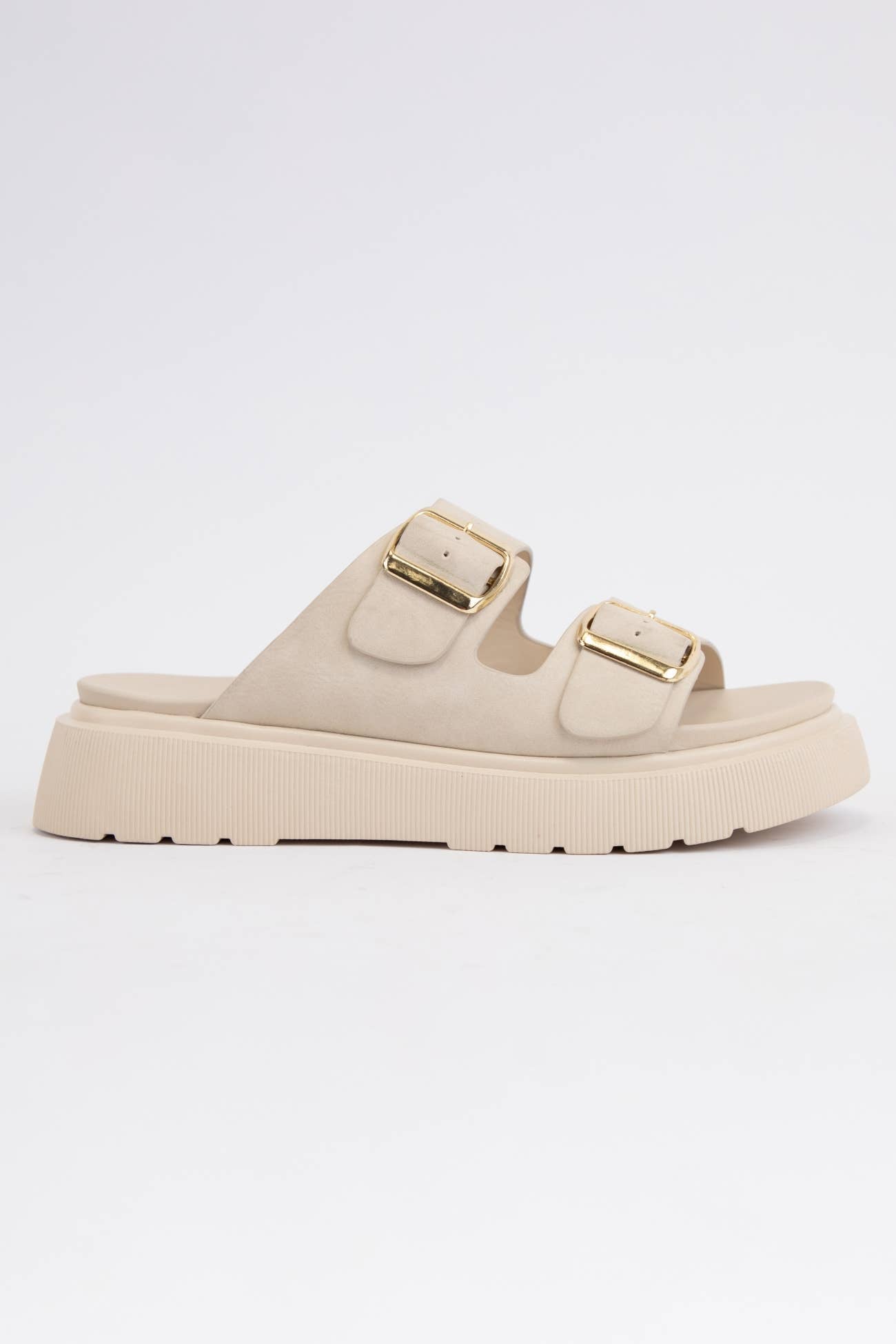 UBERTA DOUBLE BUCKLE STRAP PLATFORM SLIP-ON SANDAL