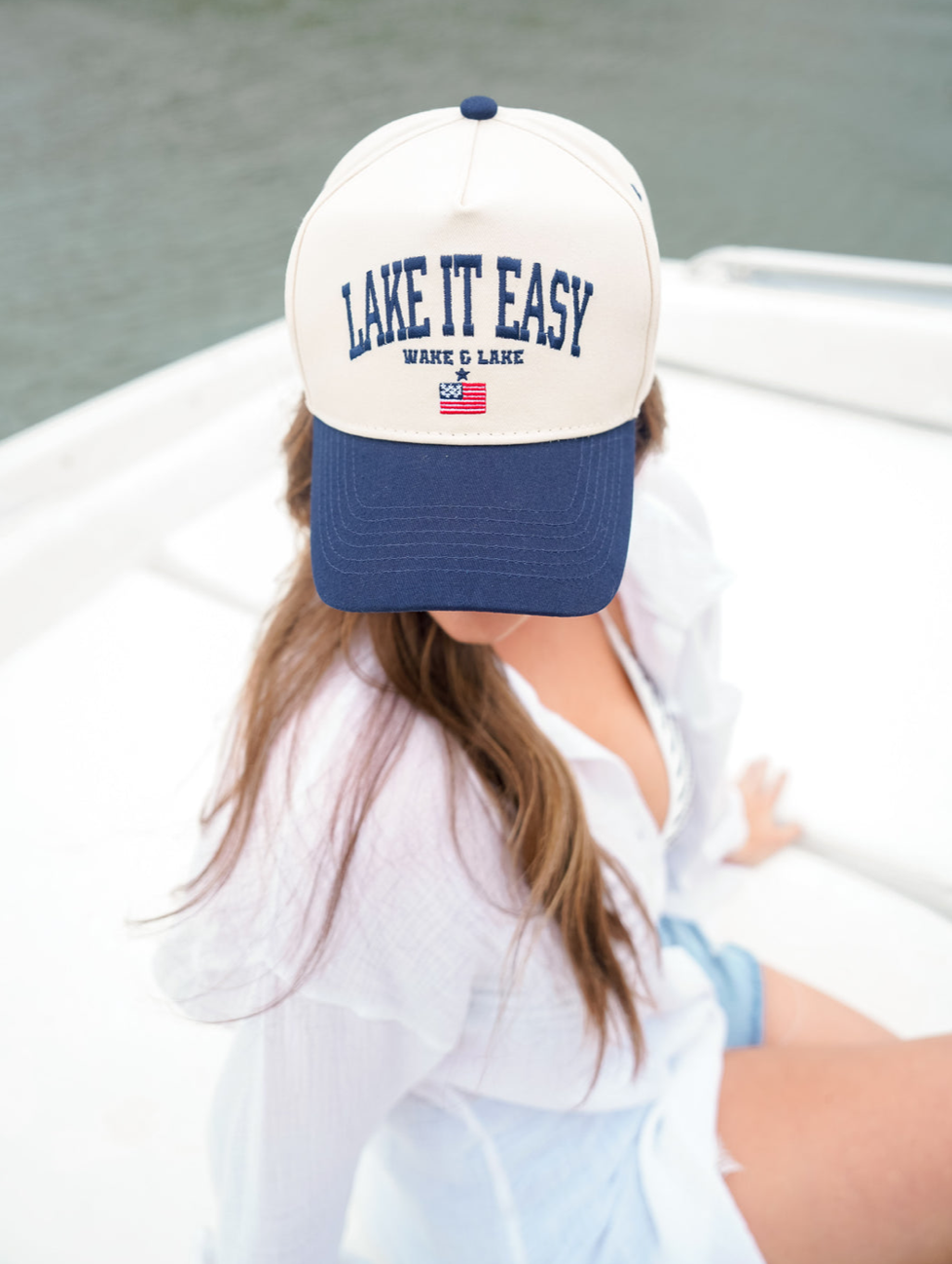 Lake It Easy - Navy Vintage Trucker Hat