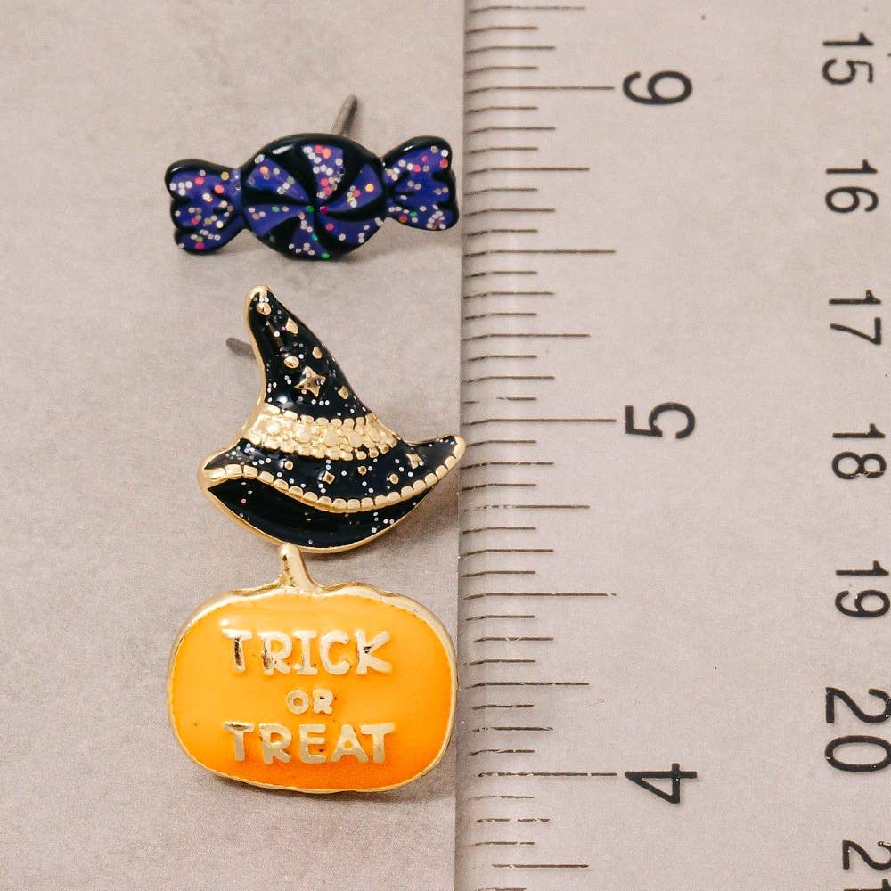 3Pc Mixed Enamel Halloween Stud Earrings Set