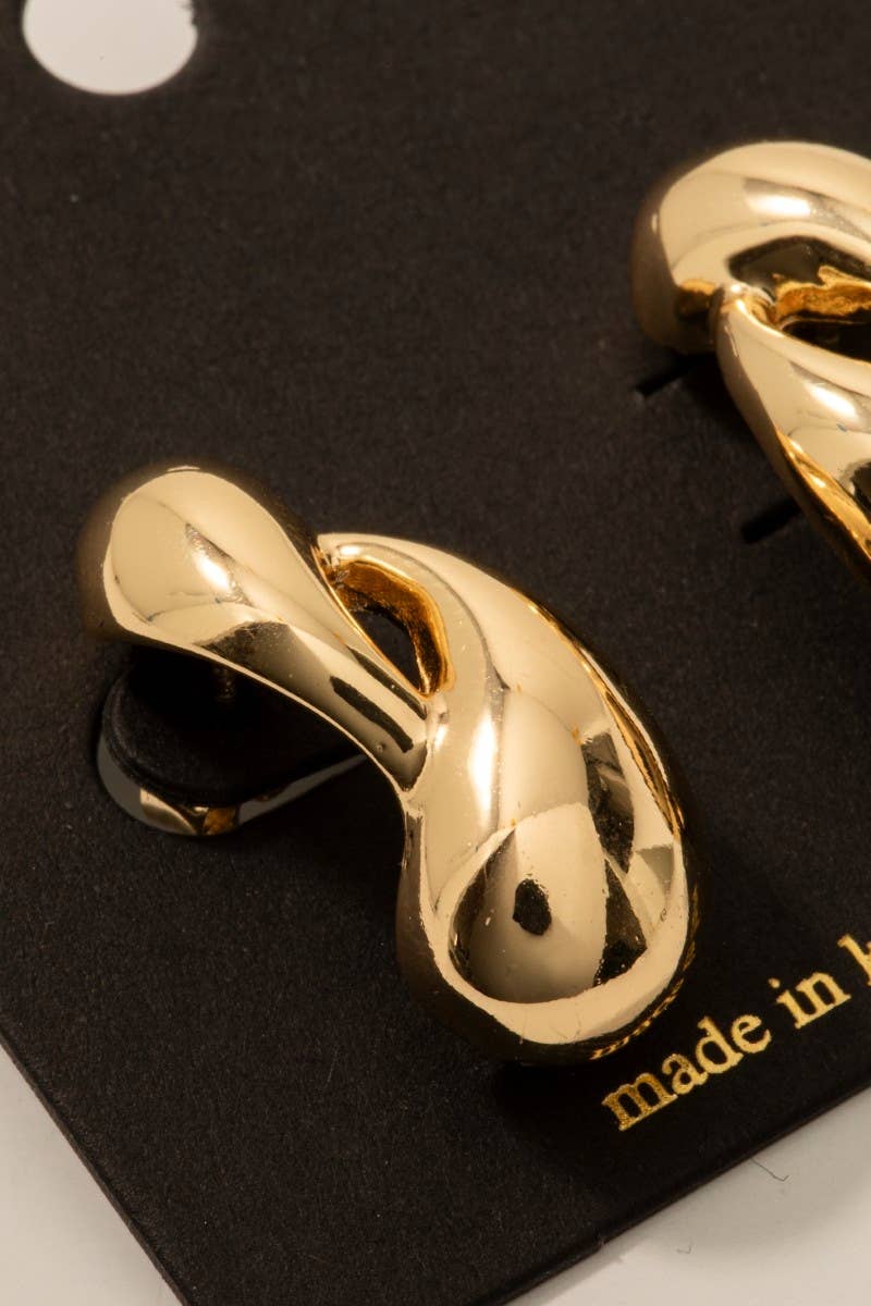 Double Metallic Tear Stud Drop Earrings