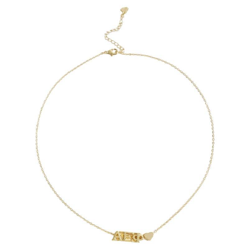 N202-I Love My Sorority: Greek Letters Heart Necklace