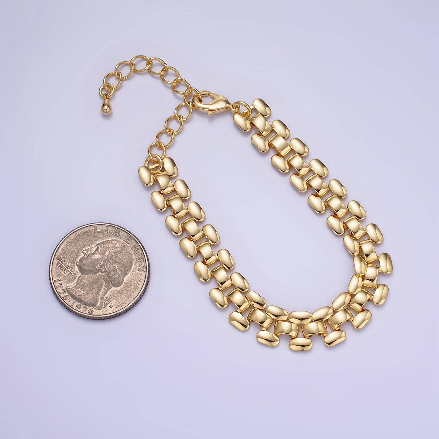 14K Gold Filled 9.3mm Panther Chain Bracelet w. Extend
