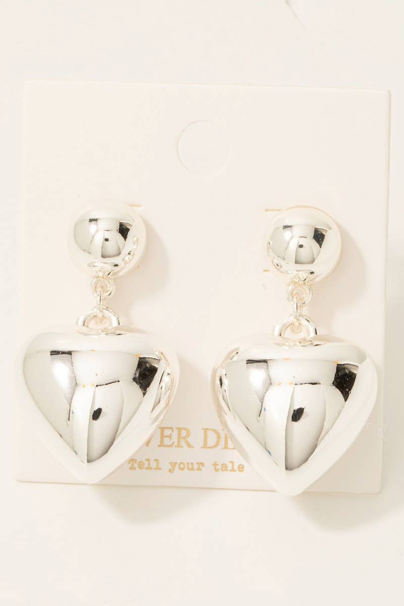Gold Dipped Bubble Heart Charm Stud Drop Earrings
