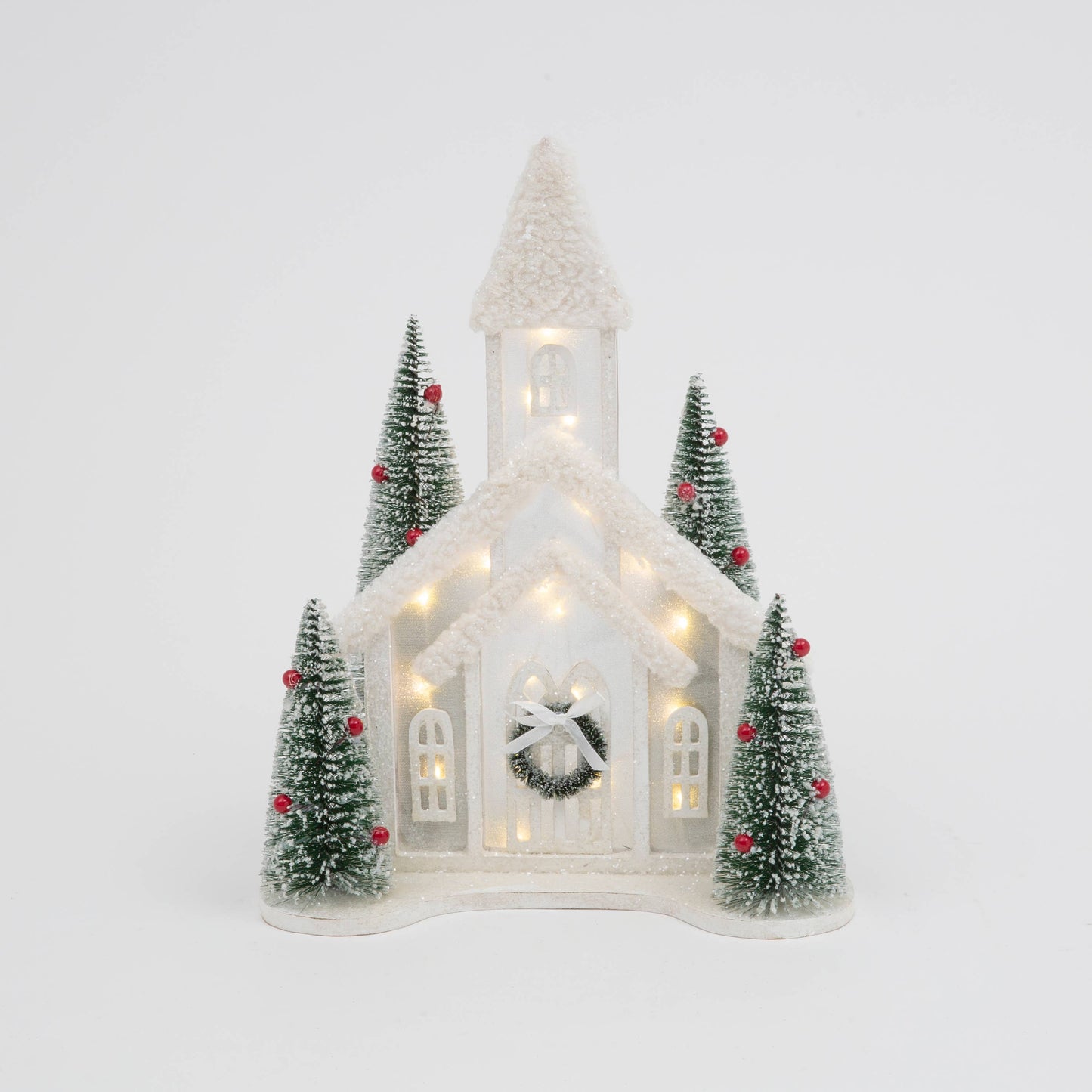Christmas 16.25"H B/O Lighted Wood House w/ Tree & Timer