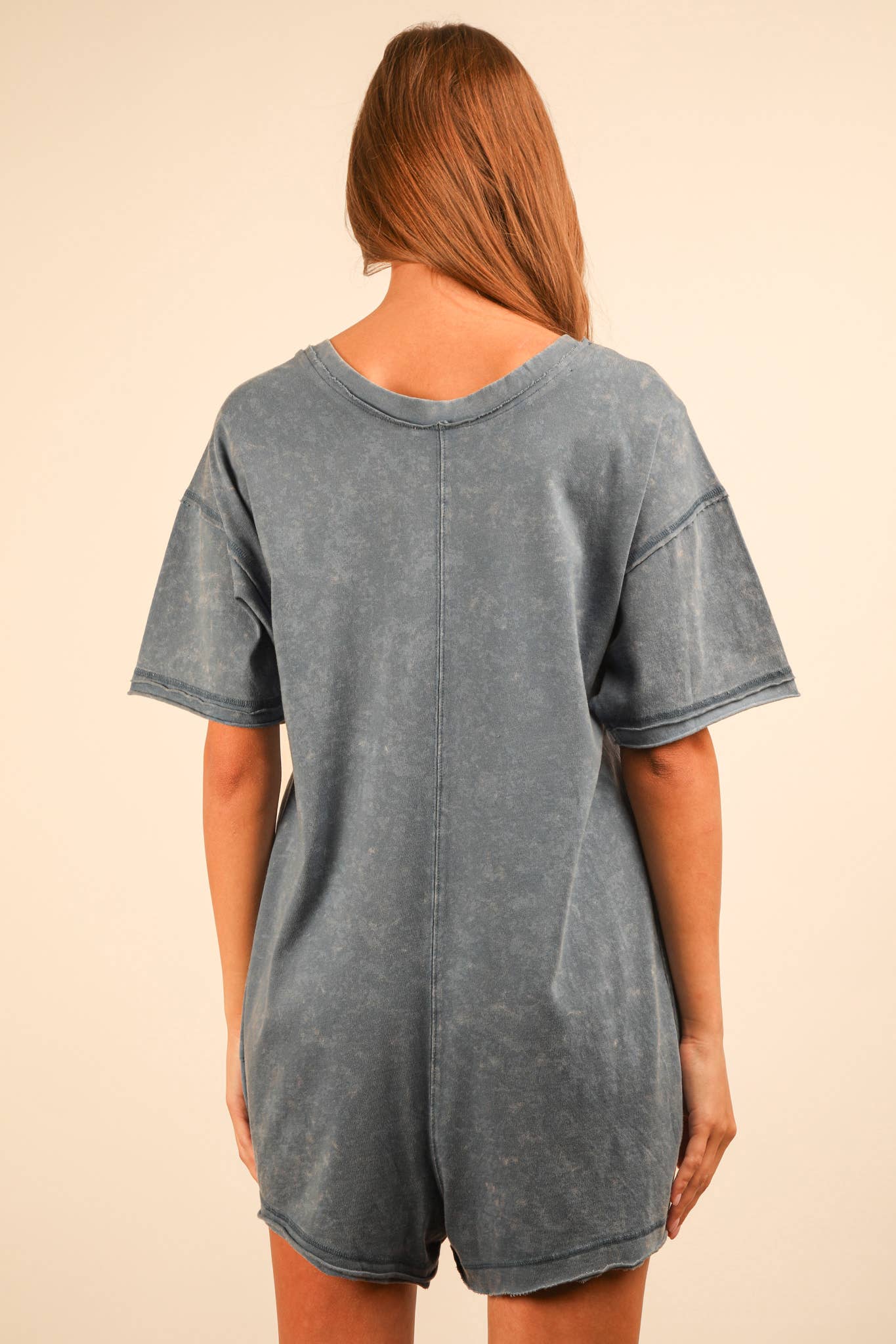 NP70740-Mineral Washed Oversized Casual Knit Romper