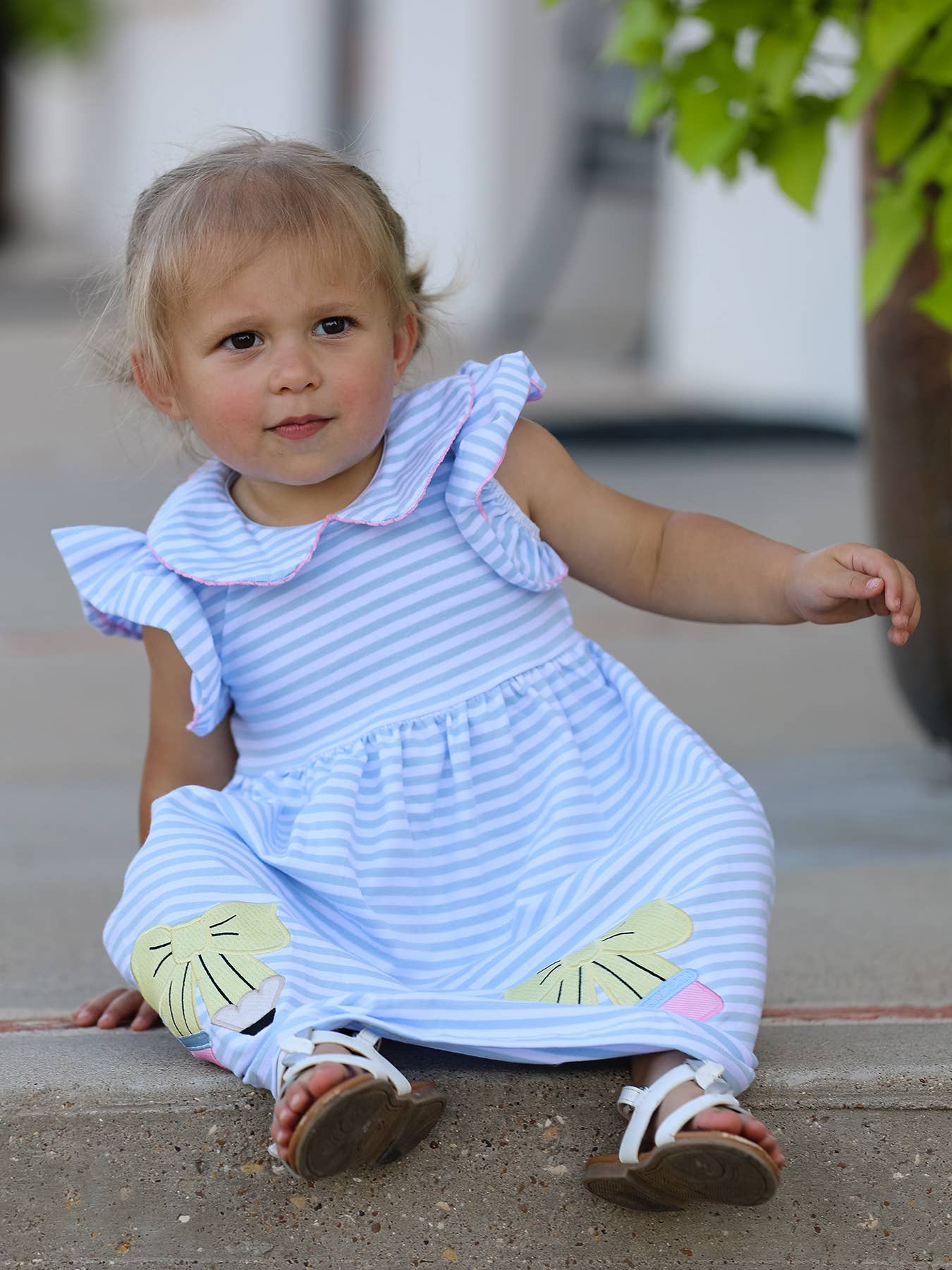 Back To School Girls Plaid Pencil Applique Bow Dress