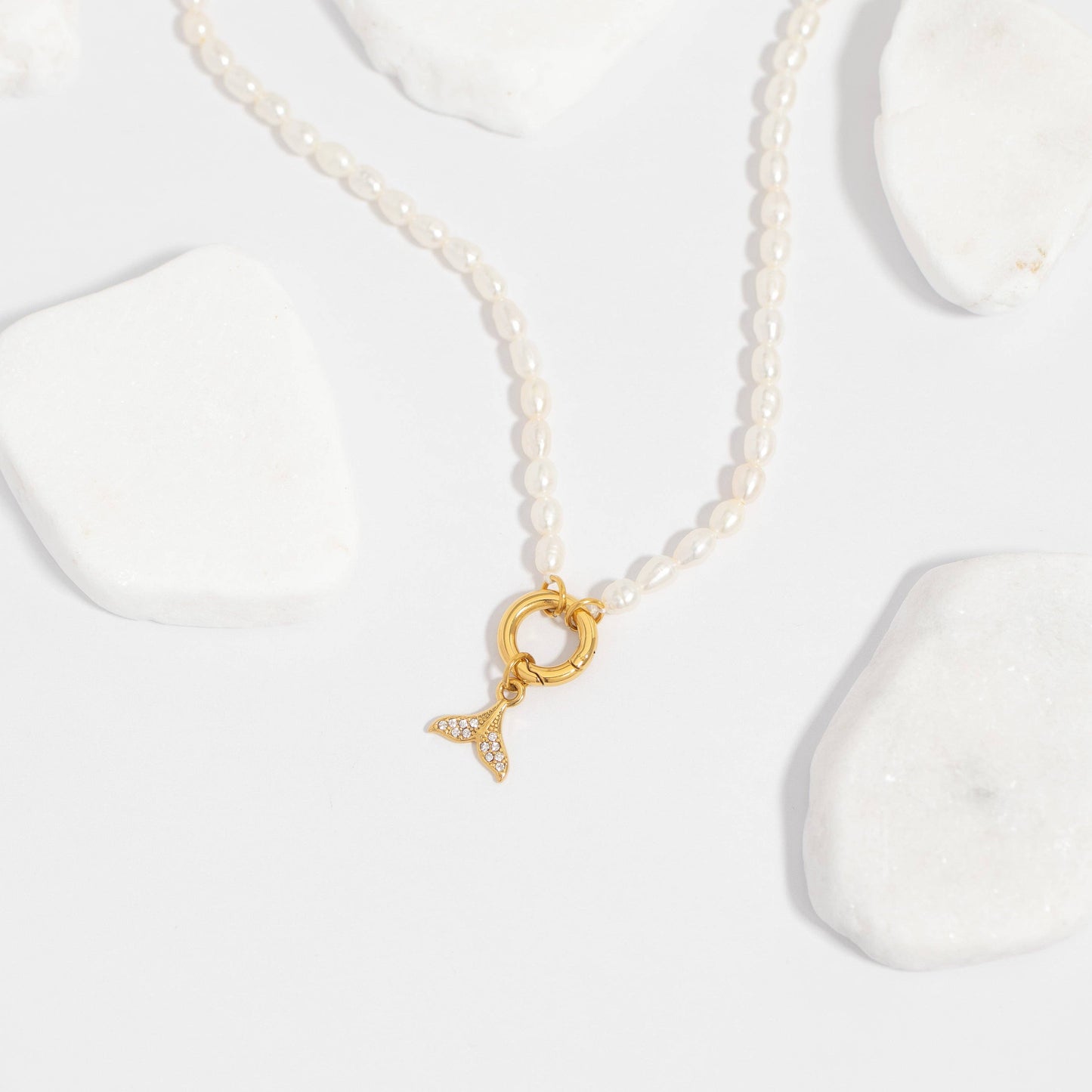 Stainless Steel Freshwater Pearl Charm Holder Necklace