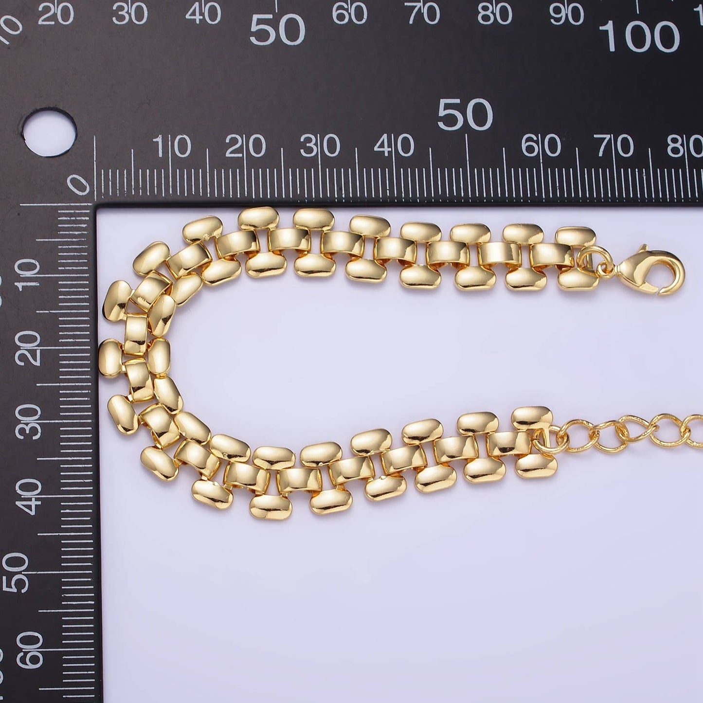 14K Gold Filled 9.3mm Panther Chain Bracelet w. Extend
