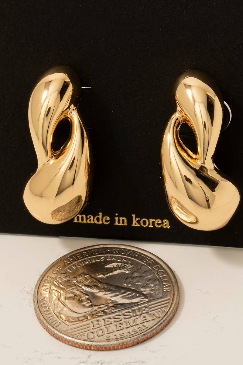 Double Metallic Tear Stud Drop Earrings