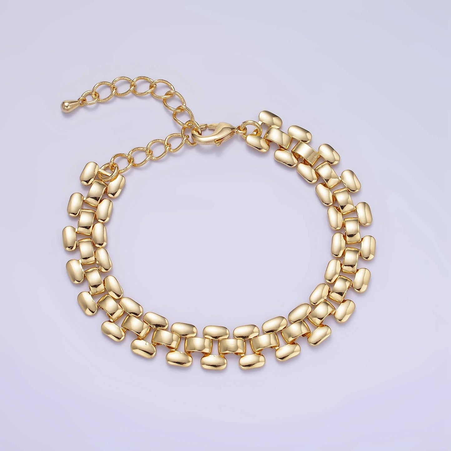 14K Gold Filled 9.3mm Panther Chain Bracelet w. Extend