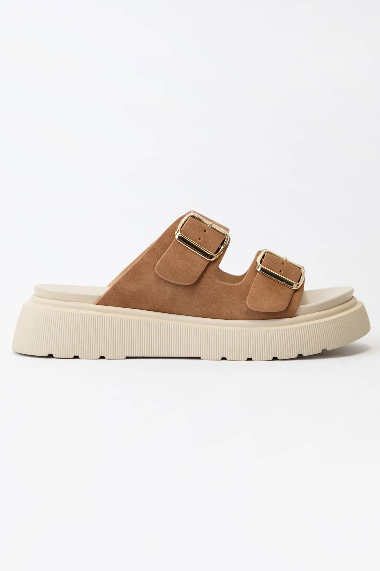 UBERTA DOUBLE BUCKLE STRAP PLATFORM SLIP-ON SANDAL