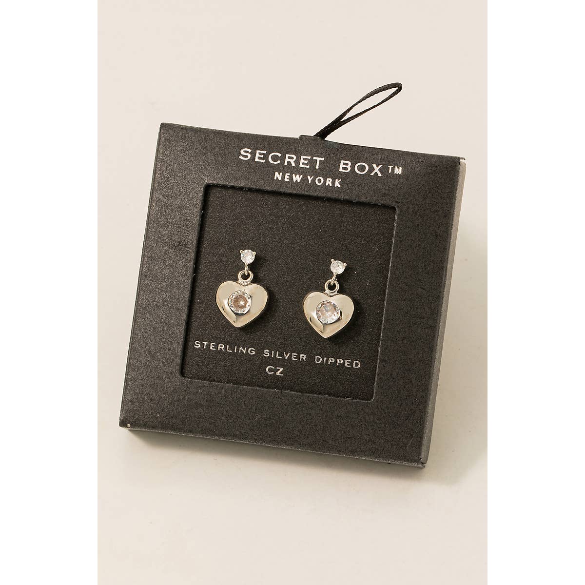 Secret Box Heart Charm Dangle Earrings