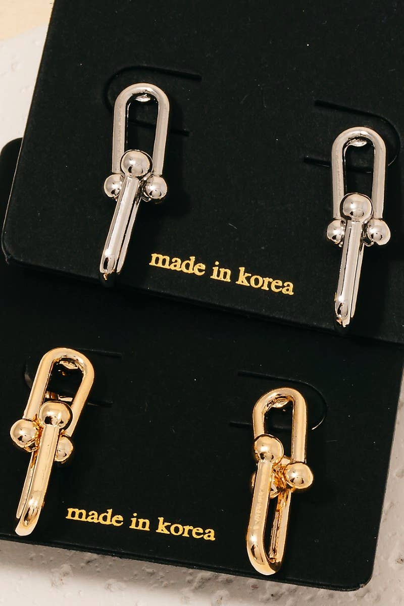 Double U Chain Link Dangle Earrings