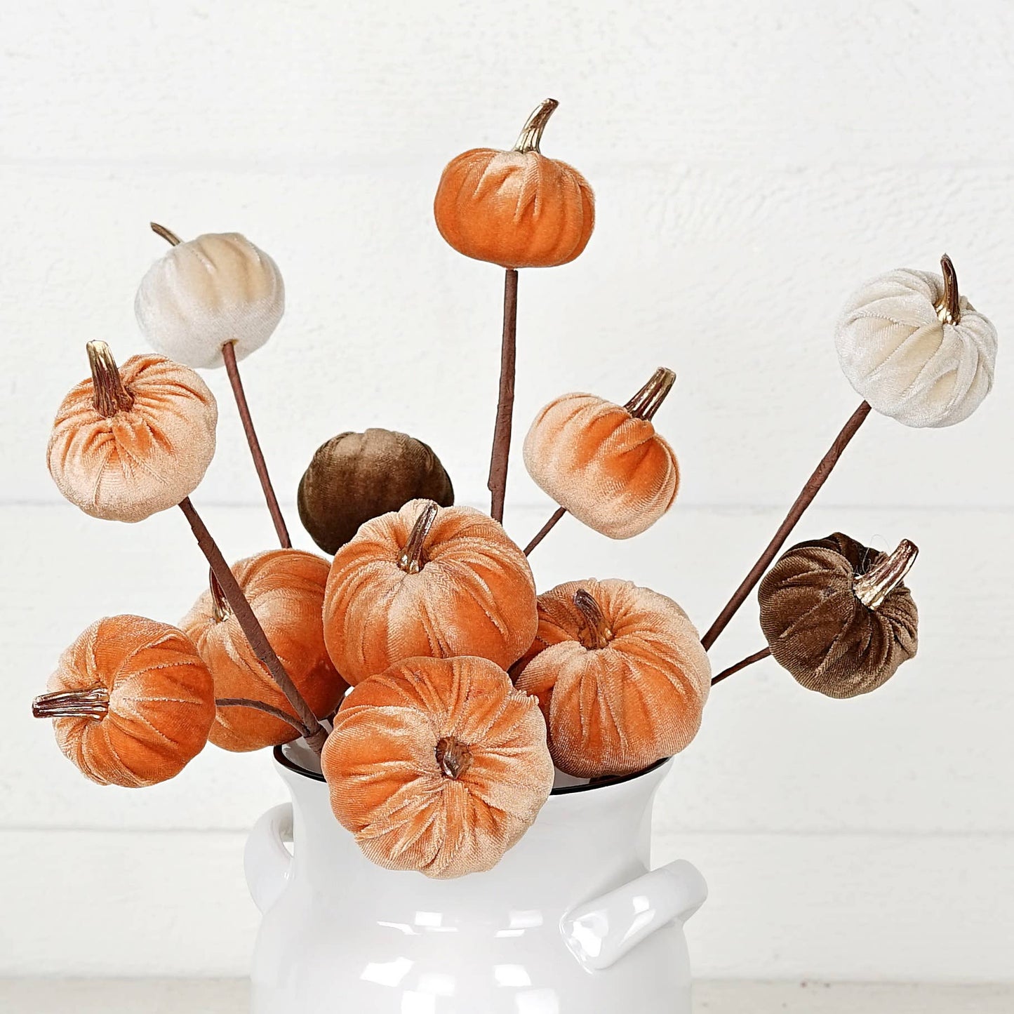 31350-15-inch Pick with mixed Velvet gold stem pumpkins