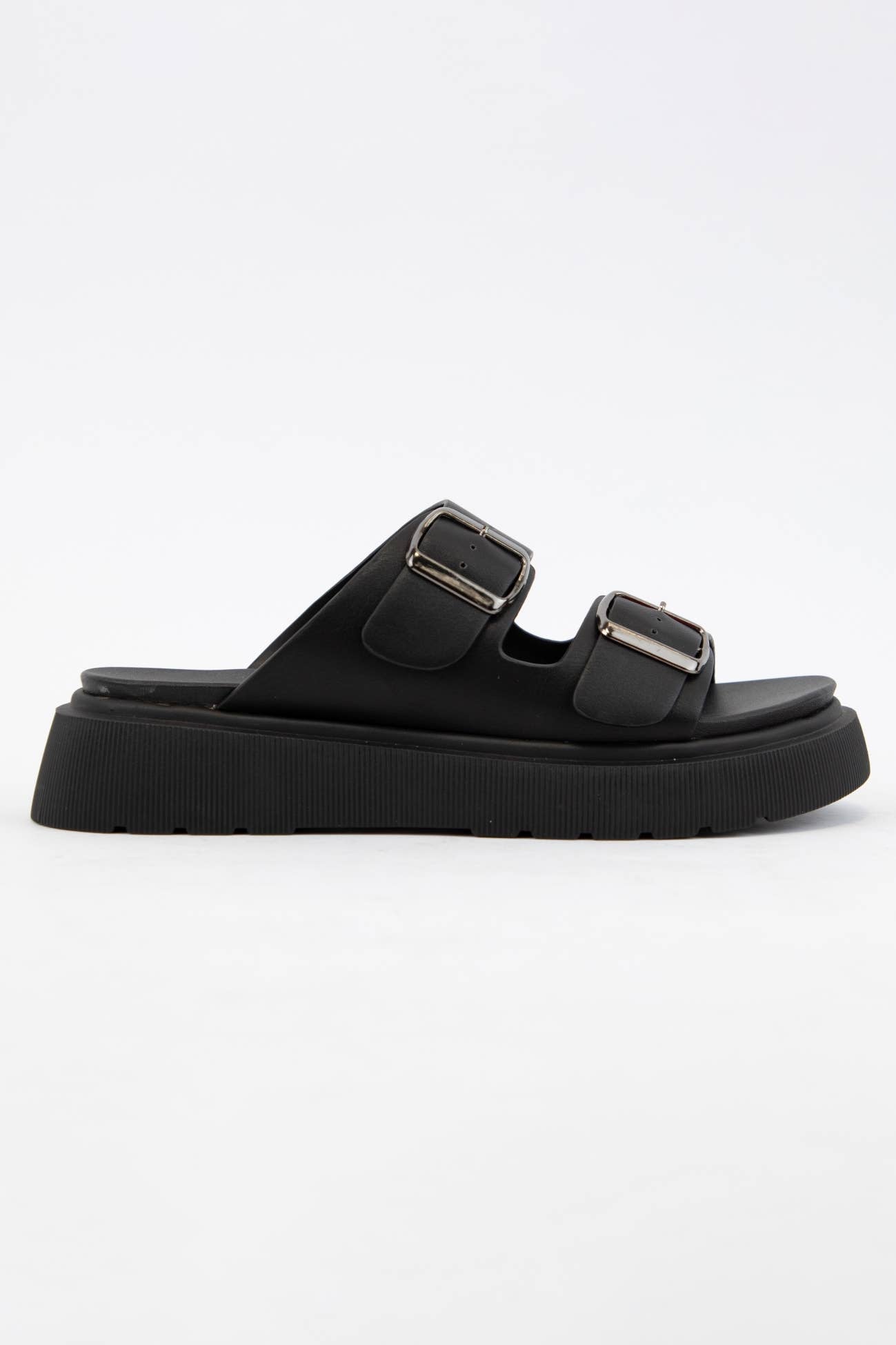 UBERTA DOUBLE BUCKLE STRAP PLATFORM SLIP-ON SANDAL