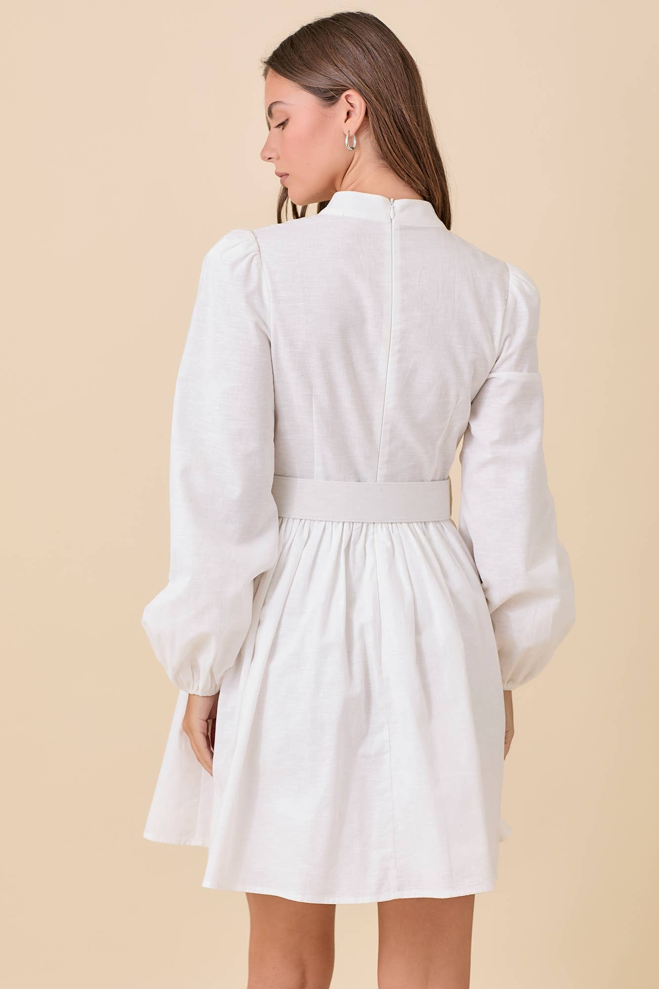 Mock Neck Mini Dress With Front Button