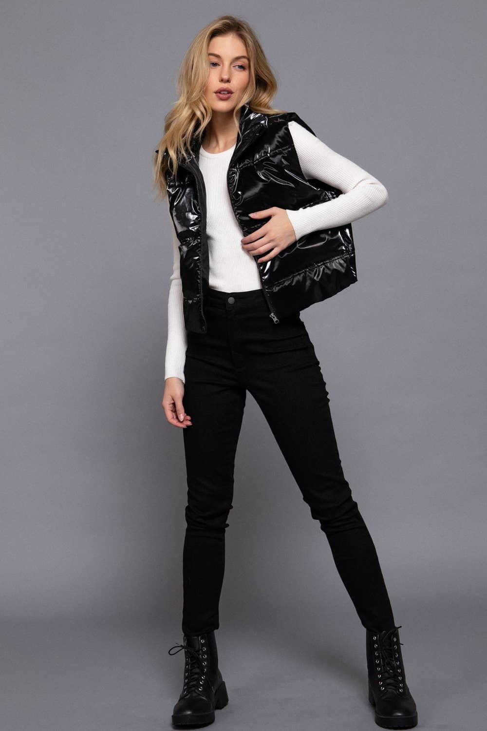 High Neck Zip Up Vest
