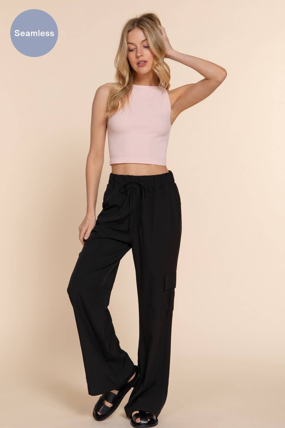 Boat Neck Crop Seamless Rib Tank Top