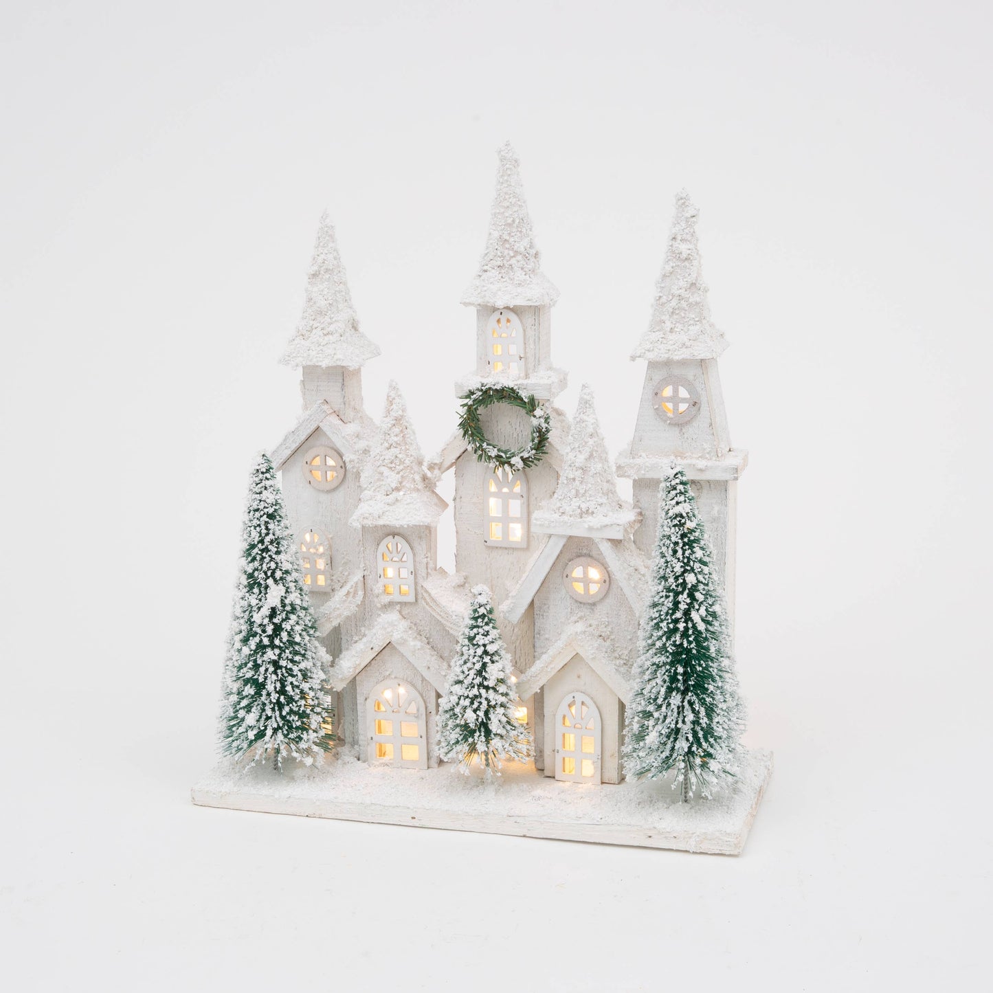 Christmas 16.4"H B/O Lighted Holiday Wood House w/ Tree & Ti