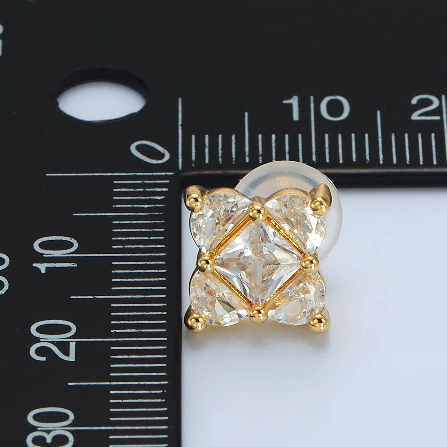 24K Gold Filled Geometric CZ Square Stud Earring | AB-1225