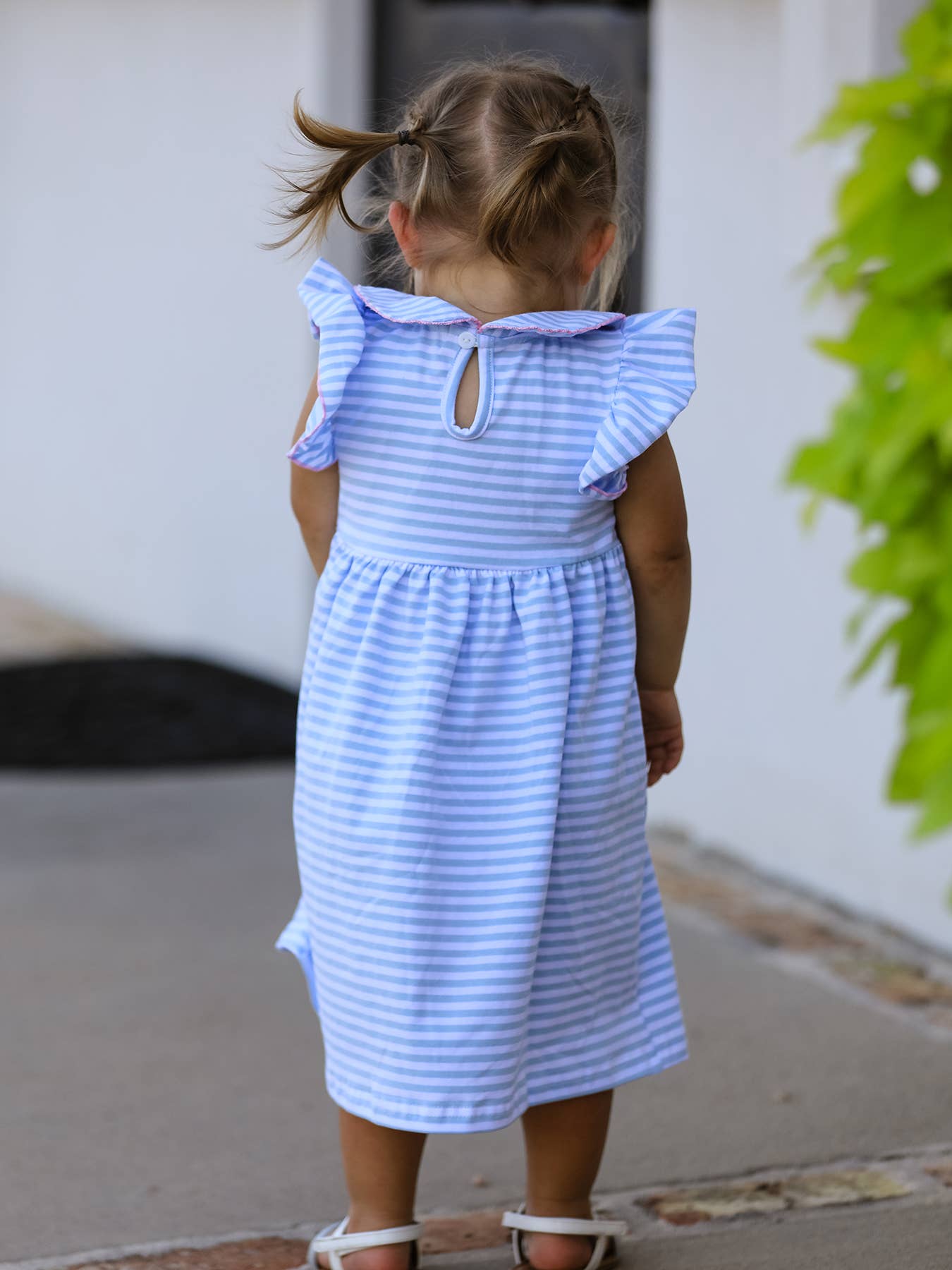 Back To School Girls Plaid Pencil Applique Bow Dress