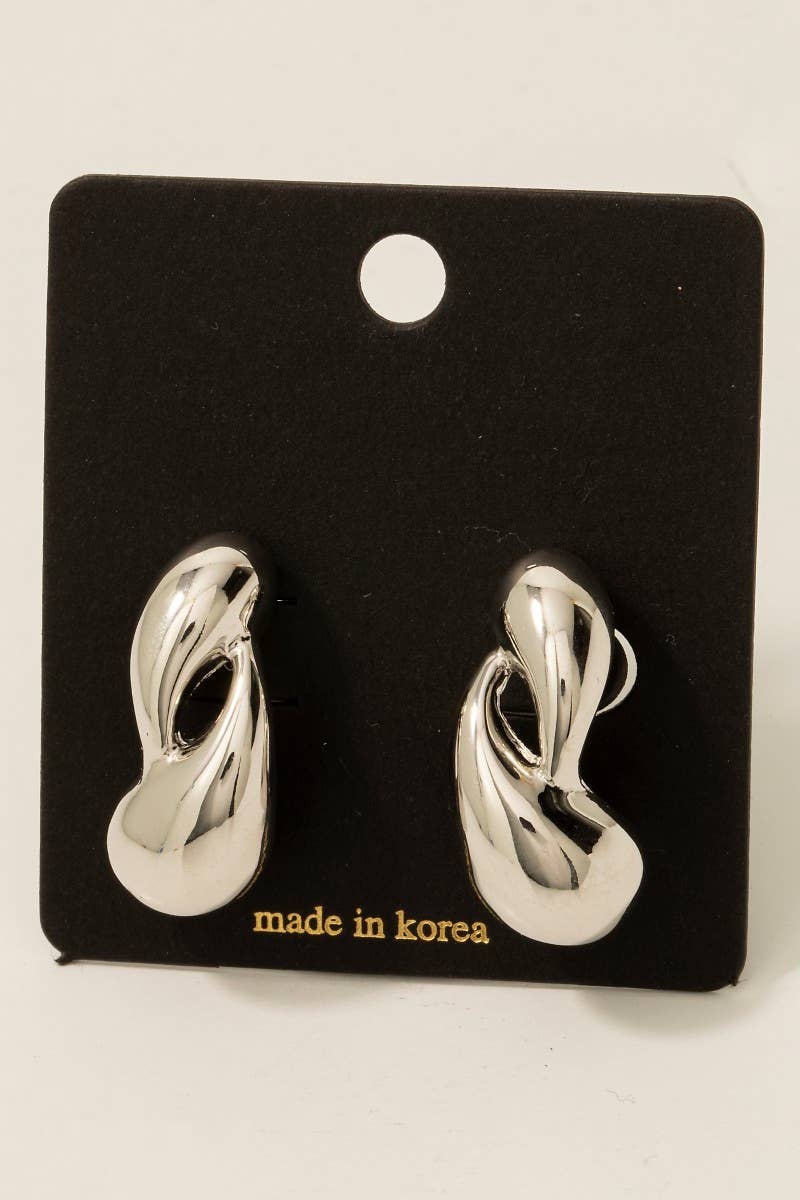 Double Metallic Tear Stud Drop Earrings