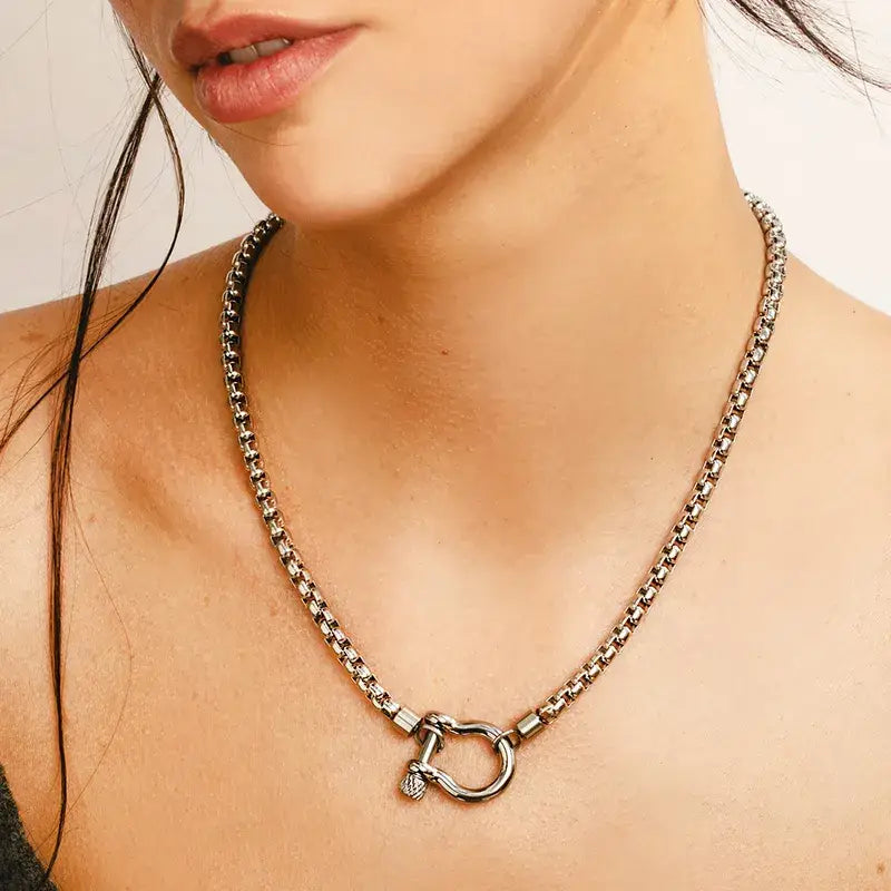 18K Gold Plated Stainless Steel Rope Buckle Necklace Jewelry