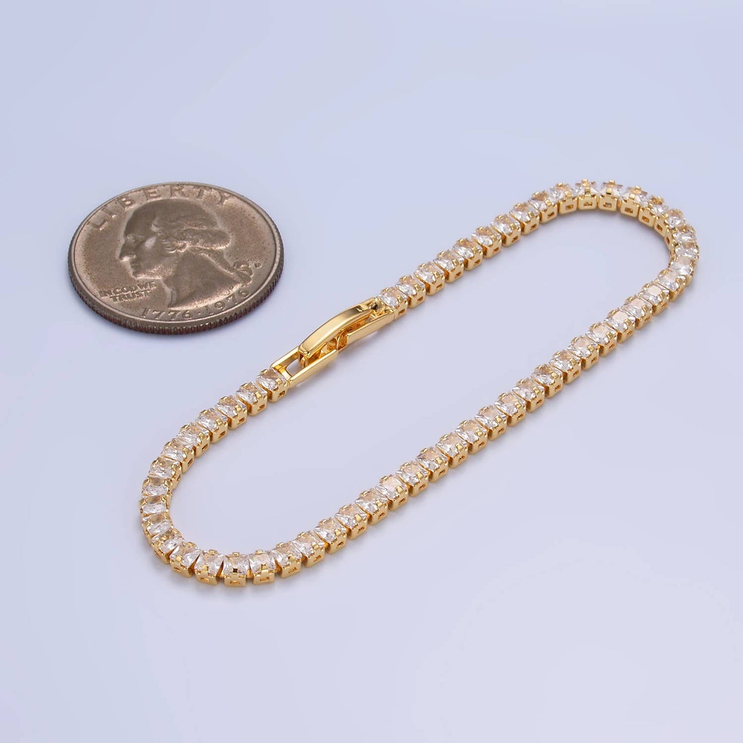 24K Gold Filled Clear CZ 7inch Bracelet | WA-2978