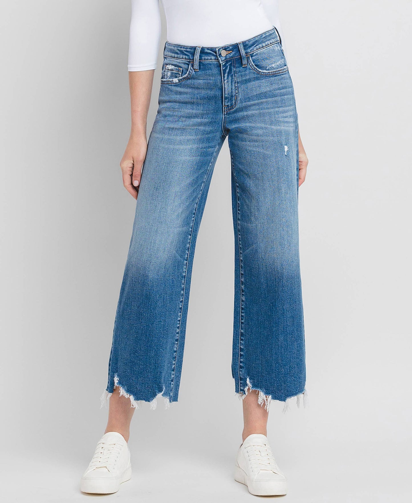 HIGH RISE CROP WIDE LEG JEANS