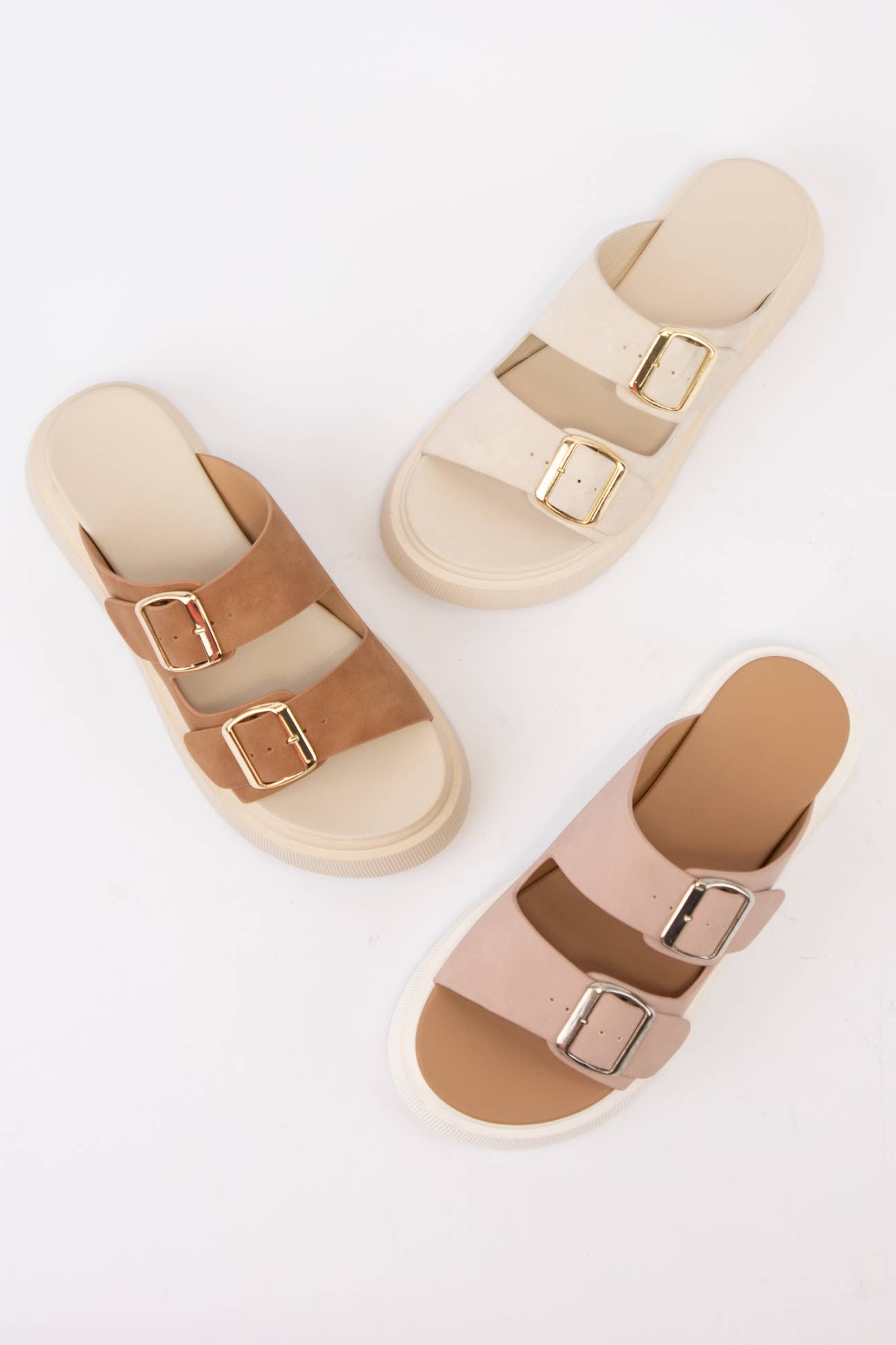 UBERTA DOUBLE BUCKLE STRAP PLATFORM SLIP-ON SANDAL