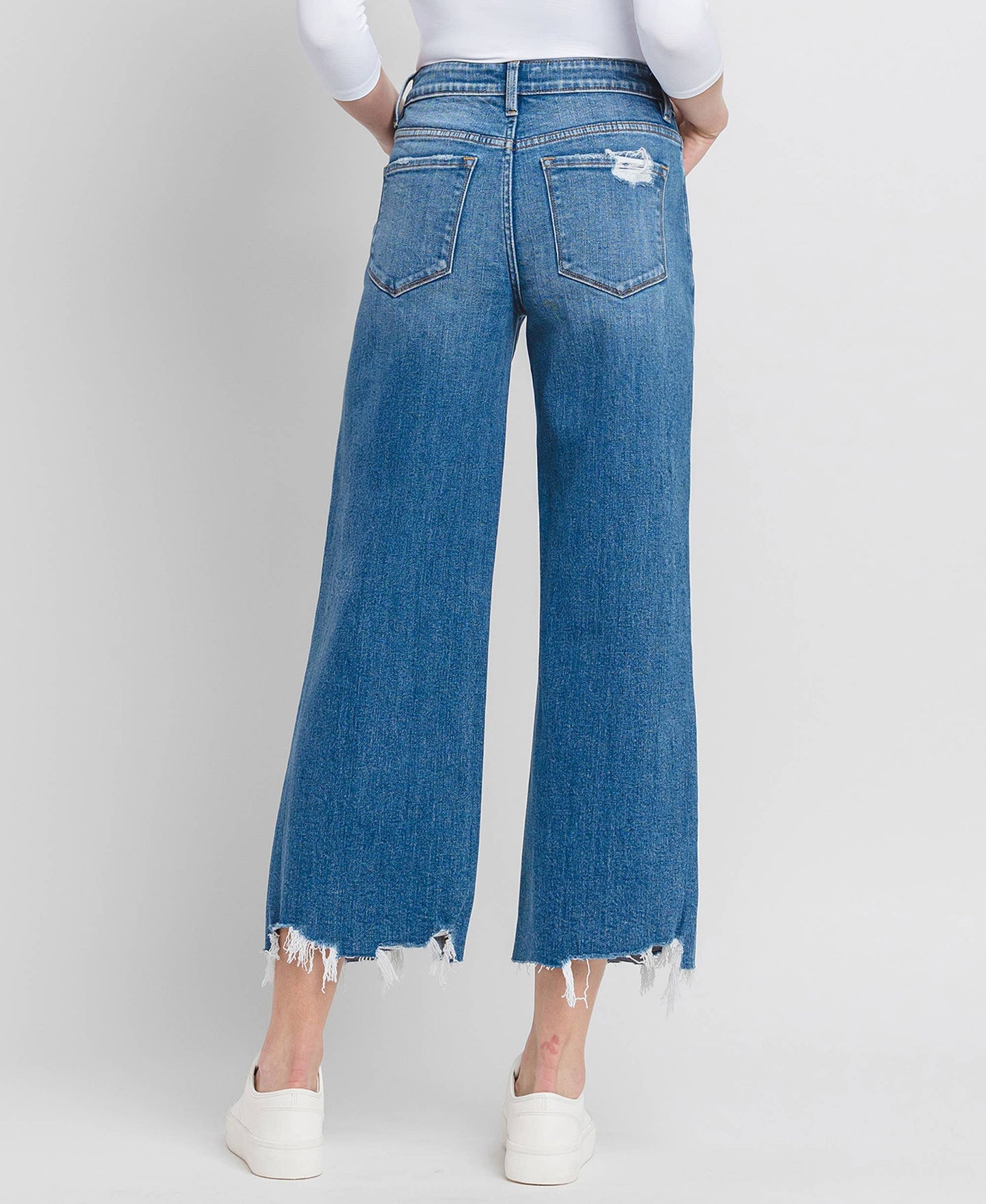 HIGH RISE CROP WIDE LEG JEANS