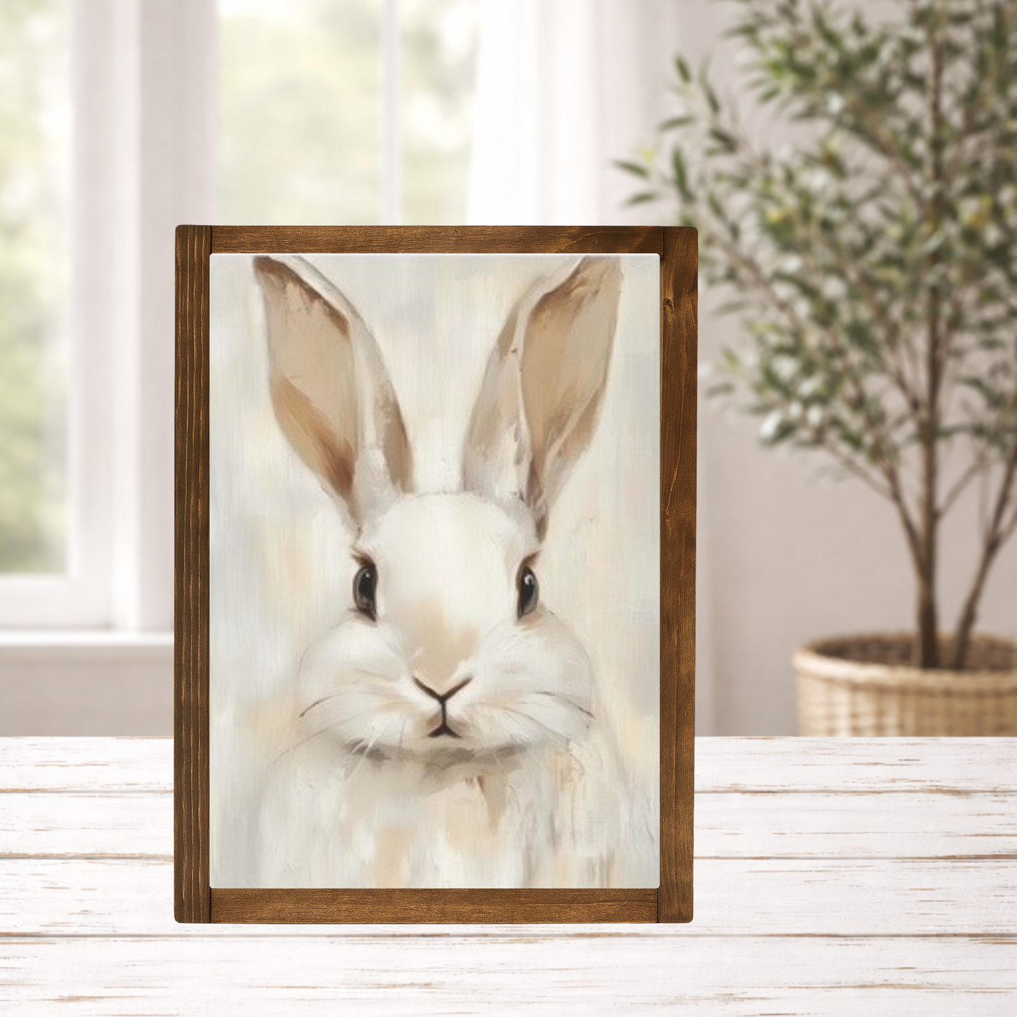 SP2649 - White Bunny Portrait Framed Print
