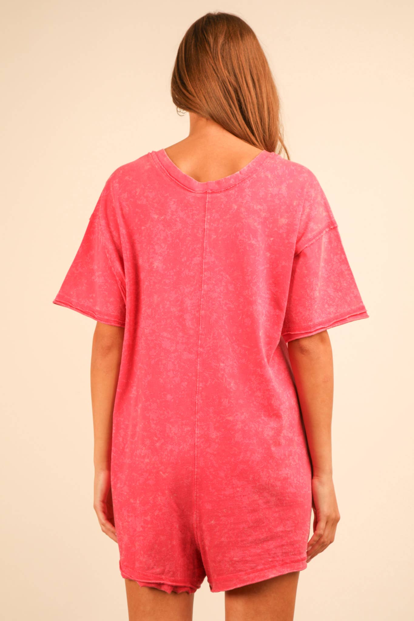 NP70740-Mineral Washed Oversized Casual Knit Romper
