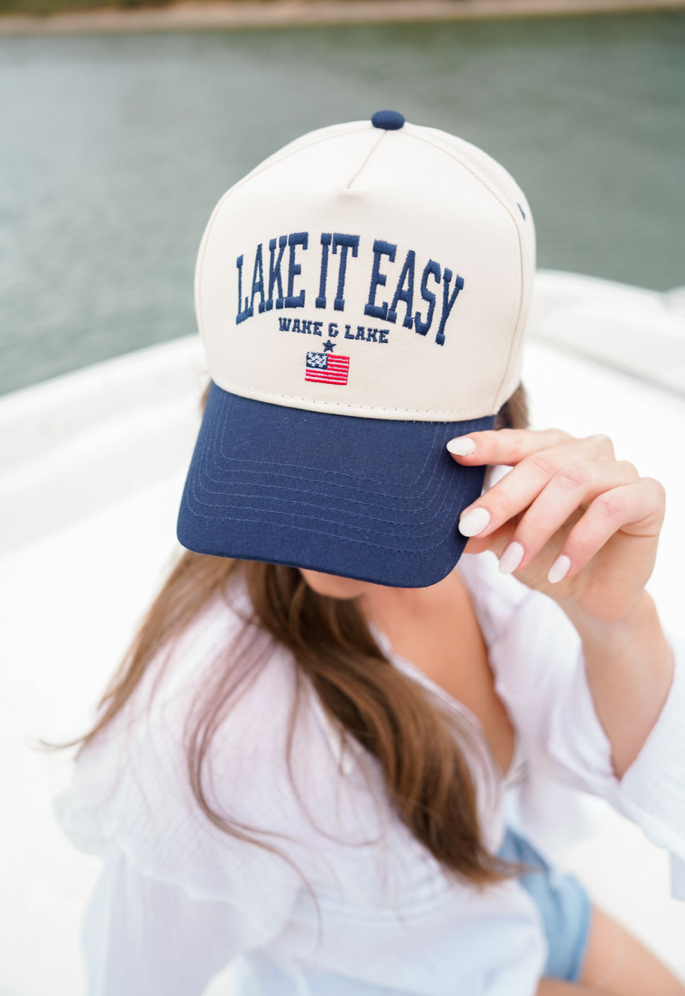 Lake It Easy - Navy Vintage Trucker Hat