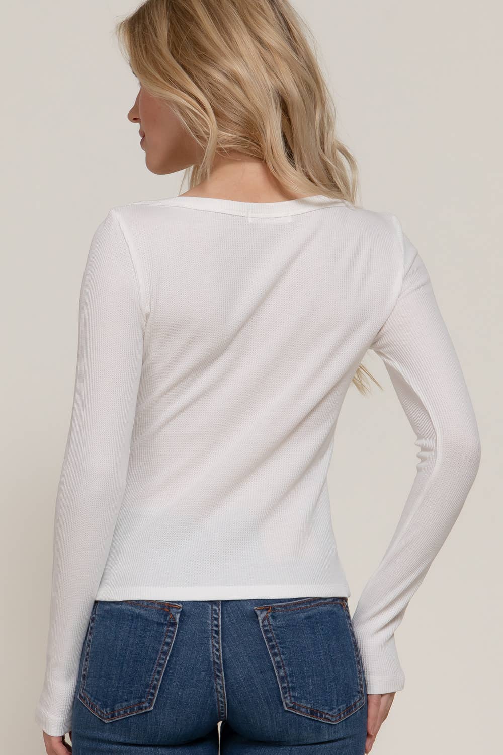 Long Sleeve Boat Neck Thermal Knit Top