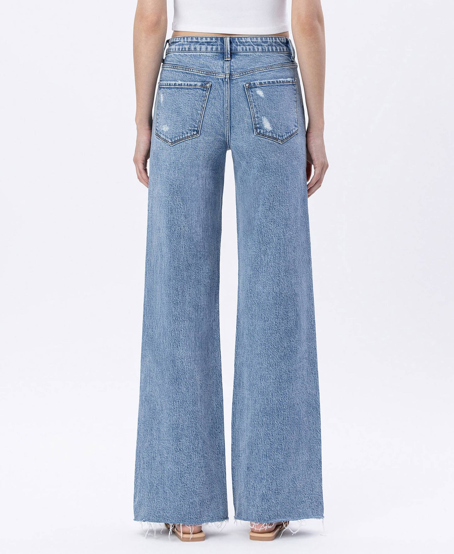 HIGH RISE RAW HEM WIDE JEANS F6320