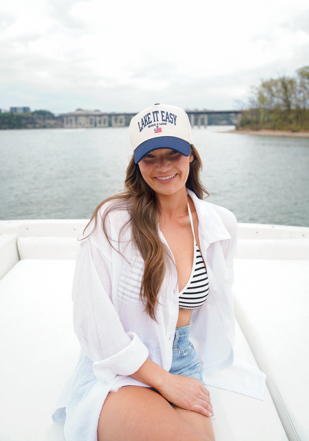 Lake It Easy - Navy Vintage Trucker Hat