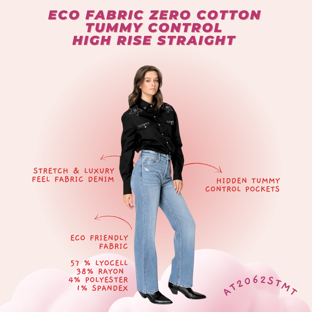 ECO FABRIC TUMMY CONTROL HIGH RISE STRAIGHT JEANS