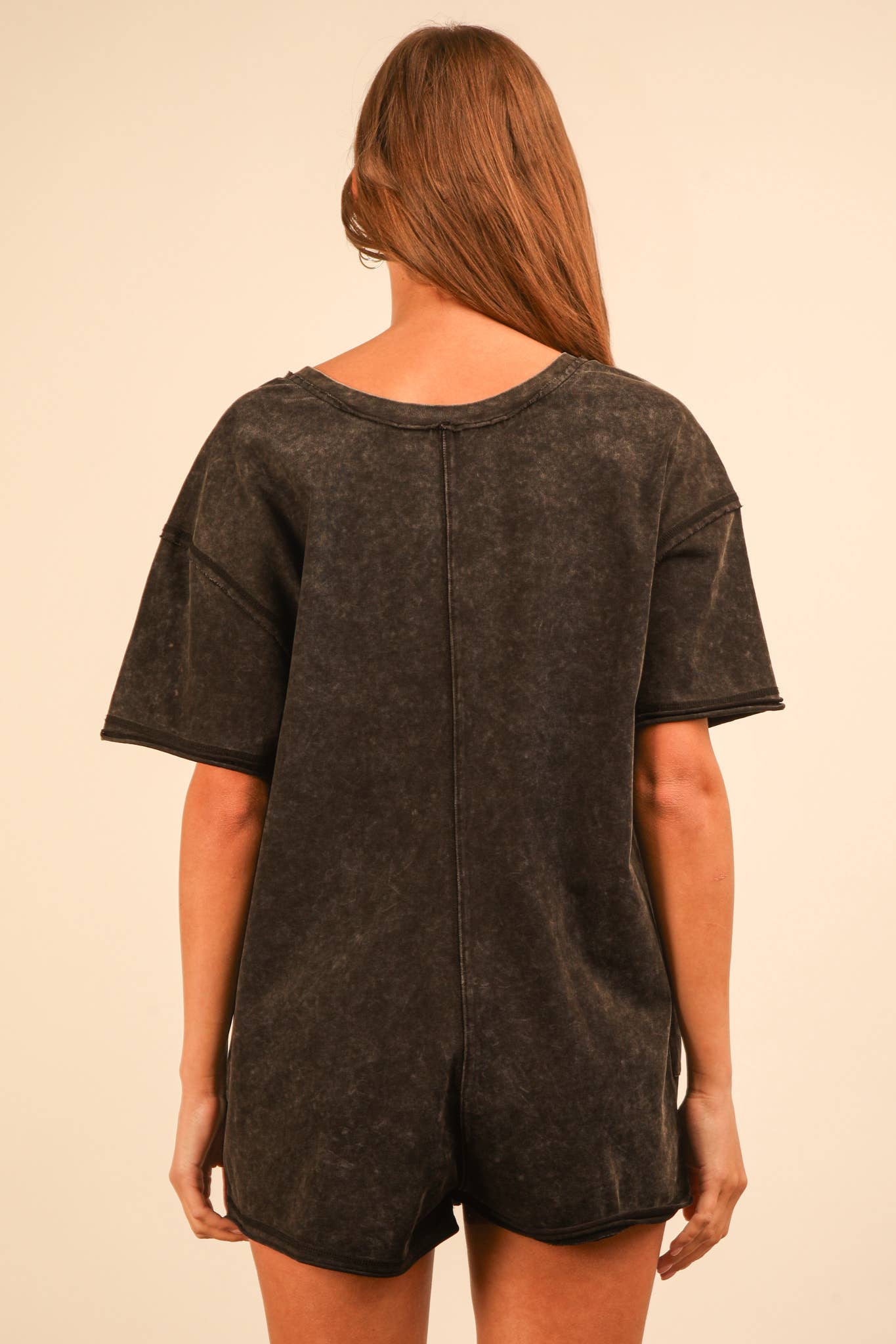 NP70740-Mineral Washed Oversized Casual Knit Romper