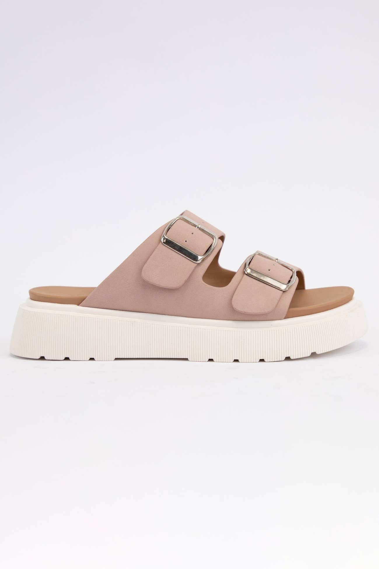 UBERTA DOUBLE BUCKLE STRAP PLATFORM SLIP-ON SANDAL