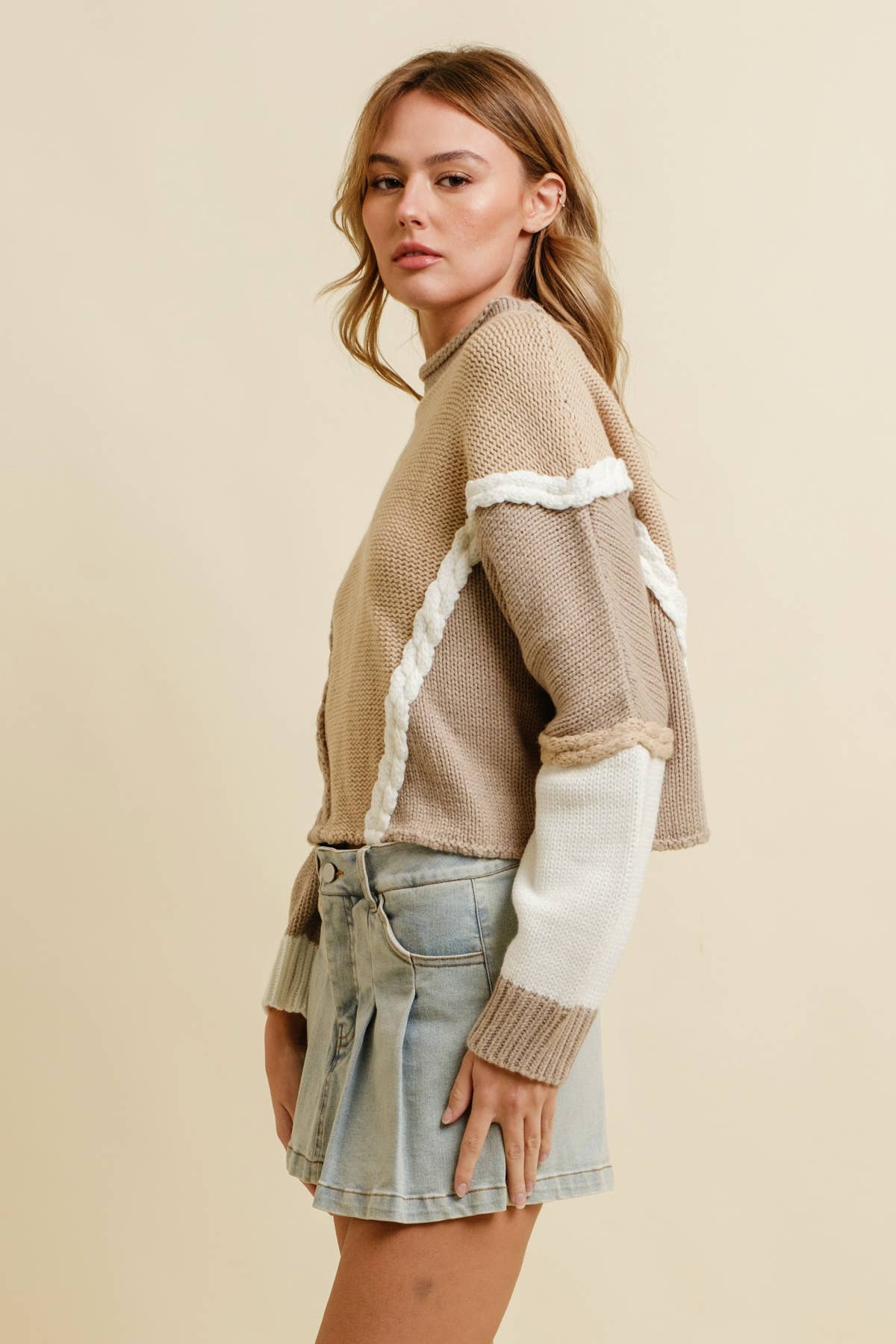 CSW15269J - 2 TONE CONTRAST SWEATER