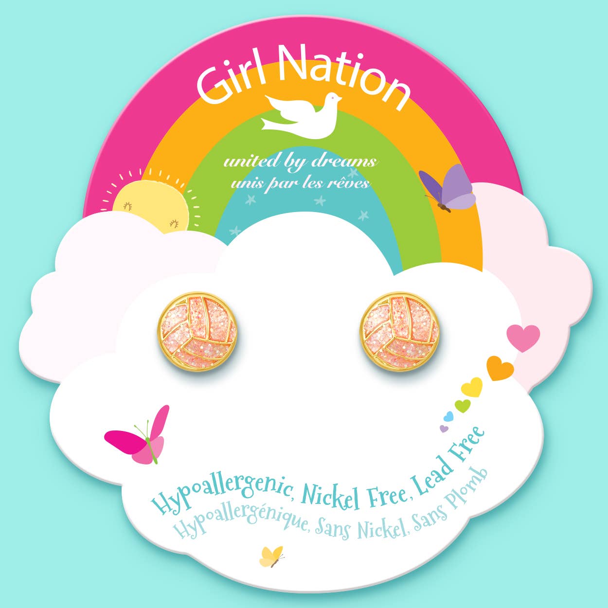 Glitter Volleyball | Cutie Stud Earrings | Hypoallergenic